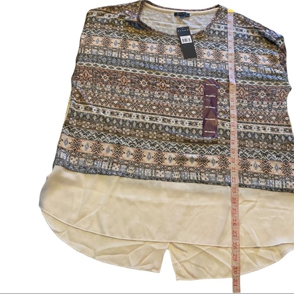 Kiara Sahara Geometric Lightweight LS Sweater w/ White Mock Undershirt Women XXL - Picture 10 of 11